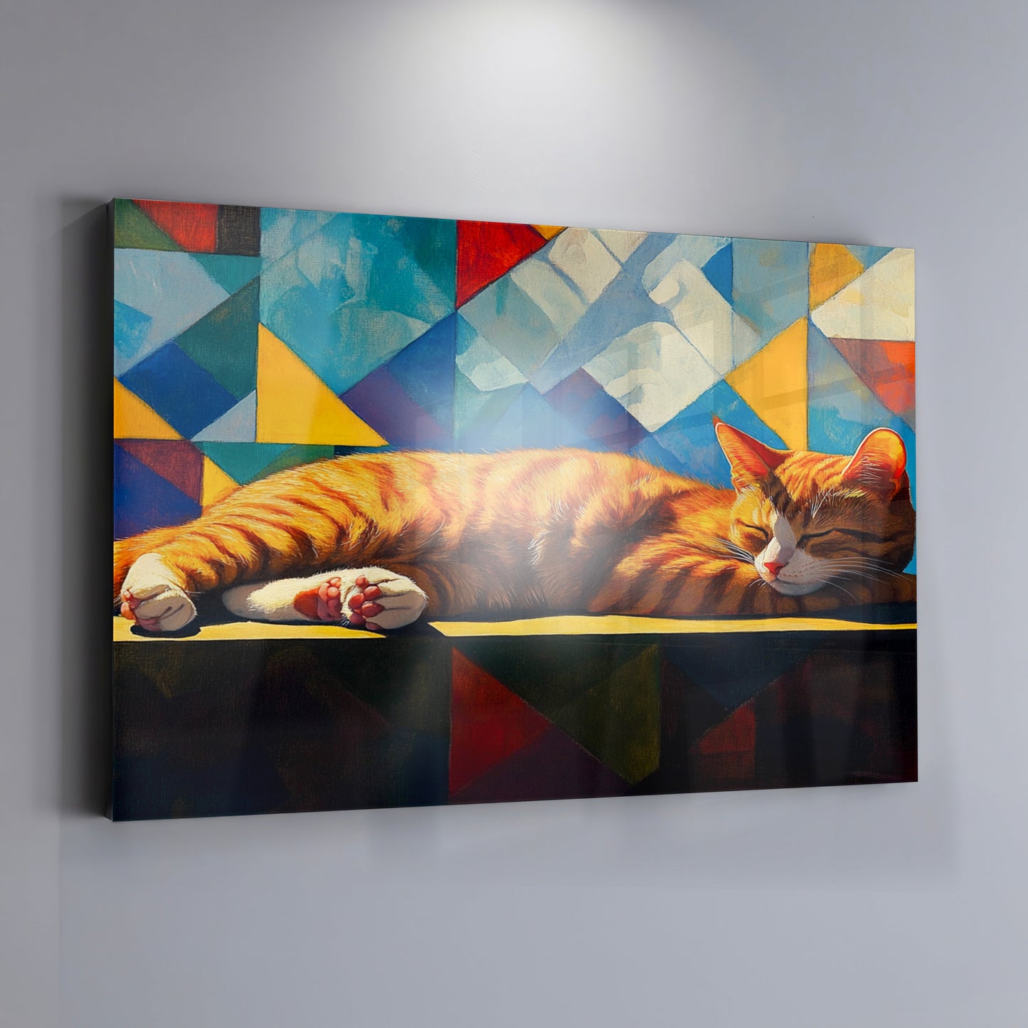 Sleeping Orange Cat Geometric African American abstract art view 19