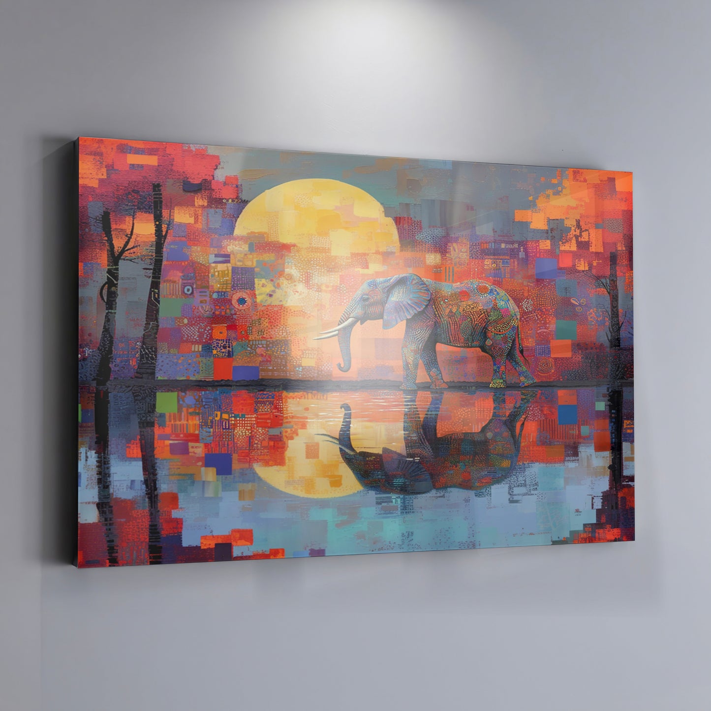 Elephant Moon Reflection African American canvas print view 19