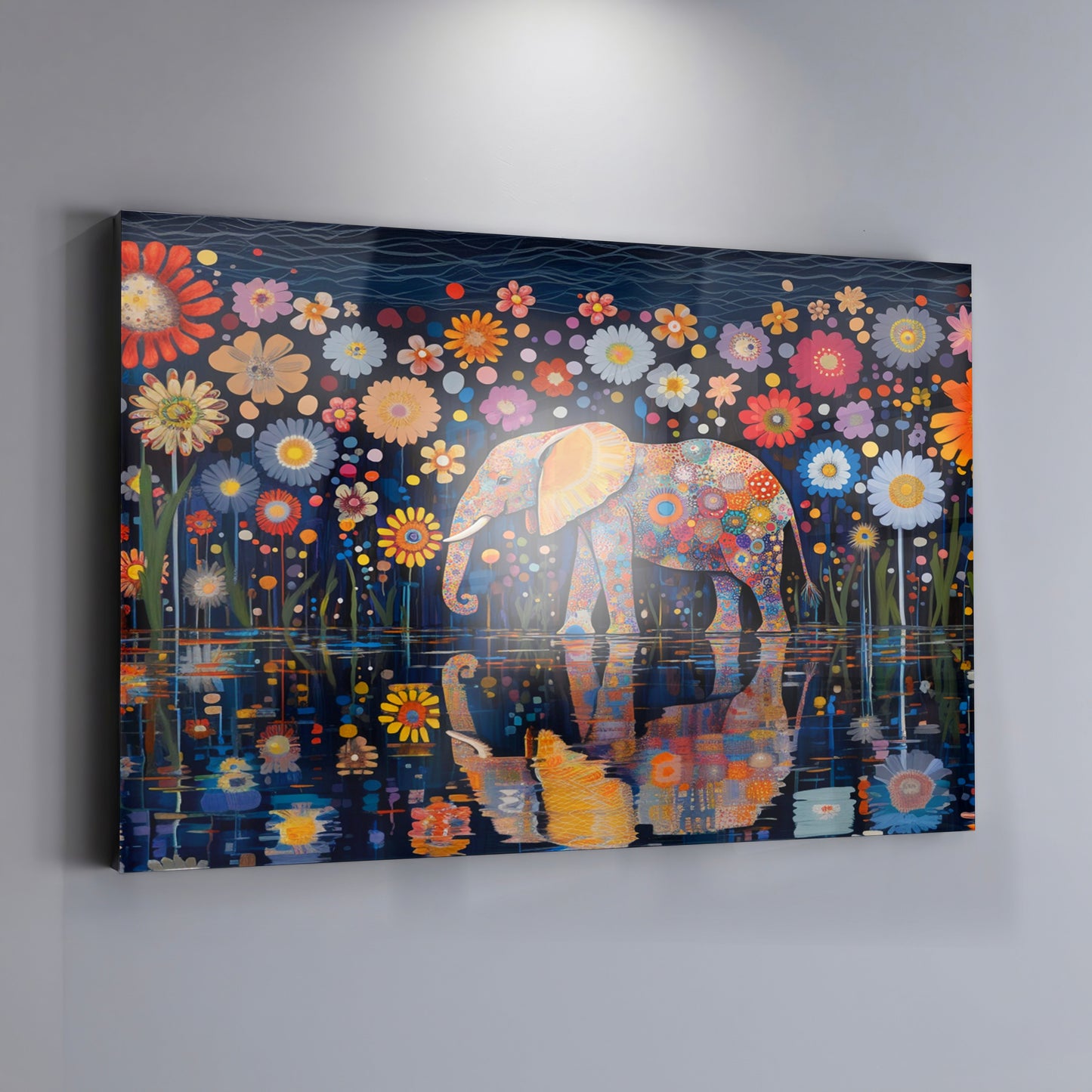 Elephant Floral Night African American canvas print view 19