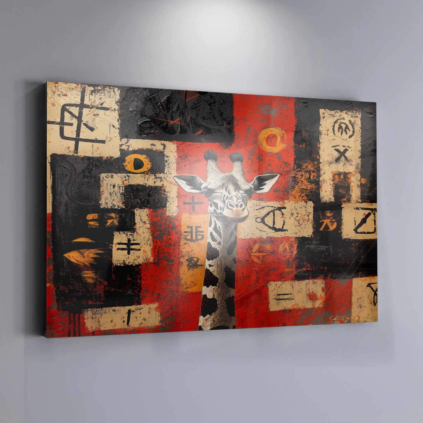 Red Tribal Giraffe African American canvas print view 19