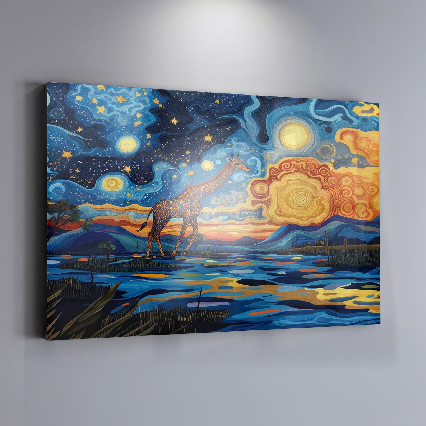 Blue Safari Sunset African American canvas print view 19