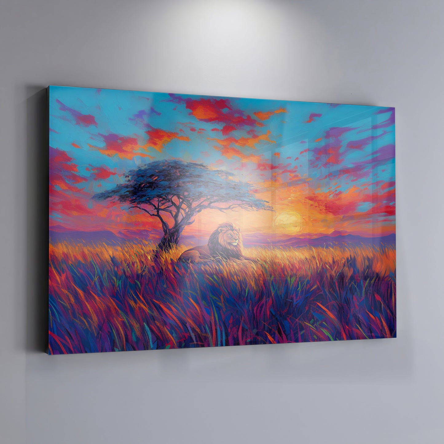 Lion Colorful Sunset Black African American canvas print view 19