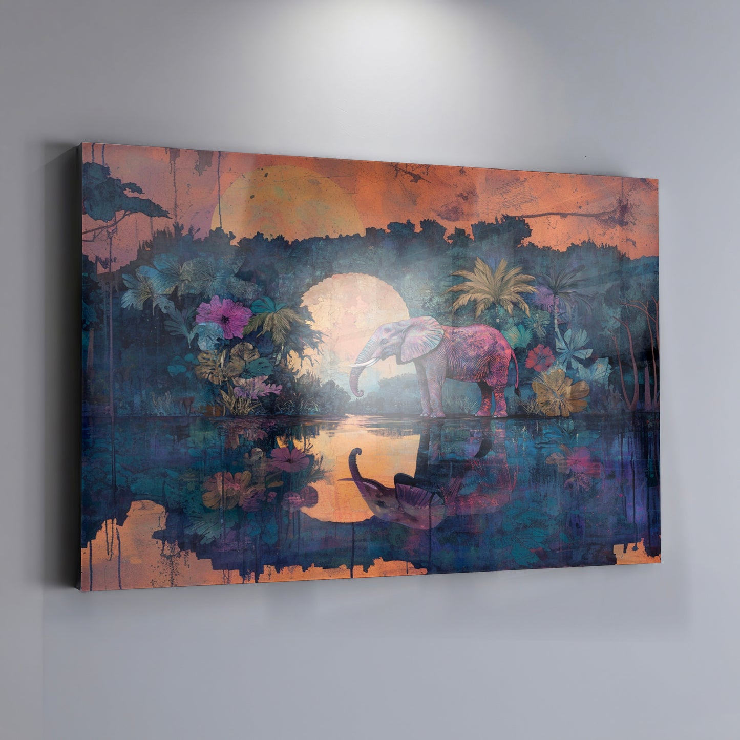 Elephant Moon River African American canvas print view 19
