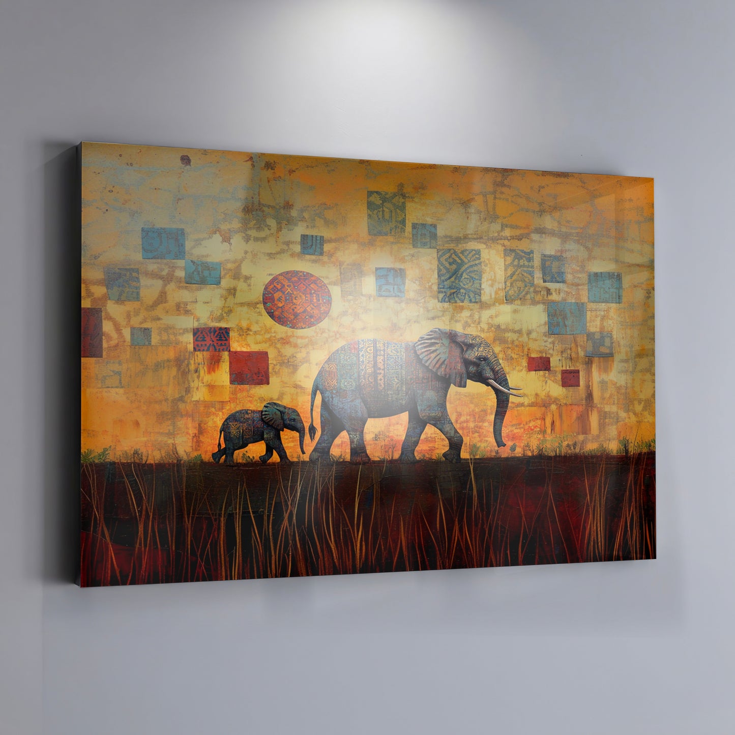 Elephant Family Gold Abstract African American abstract art view 19