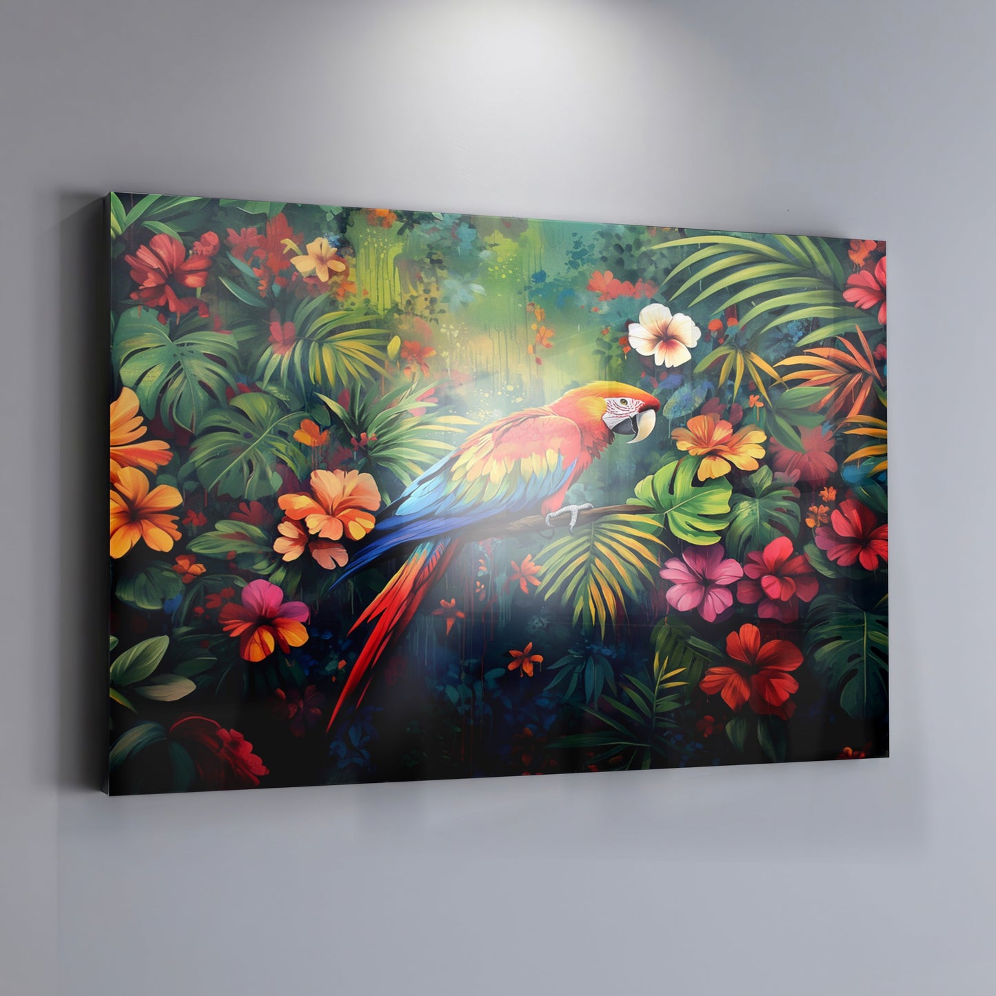 Tropical Parrot Floral Black Caribbean wall art view 19