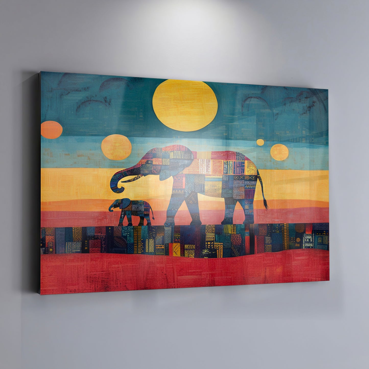 Elephant and Calf Abstract Black African American abstract art view 19