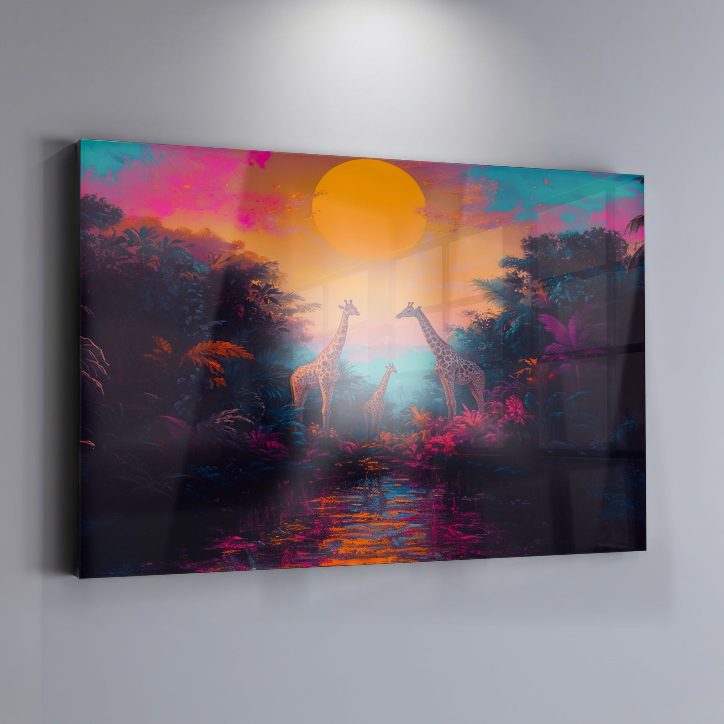 Neon Giraffe Jungle Black Black culture wall art view 19