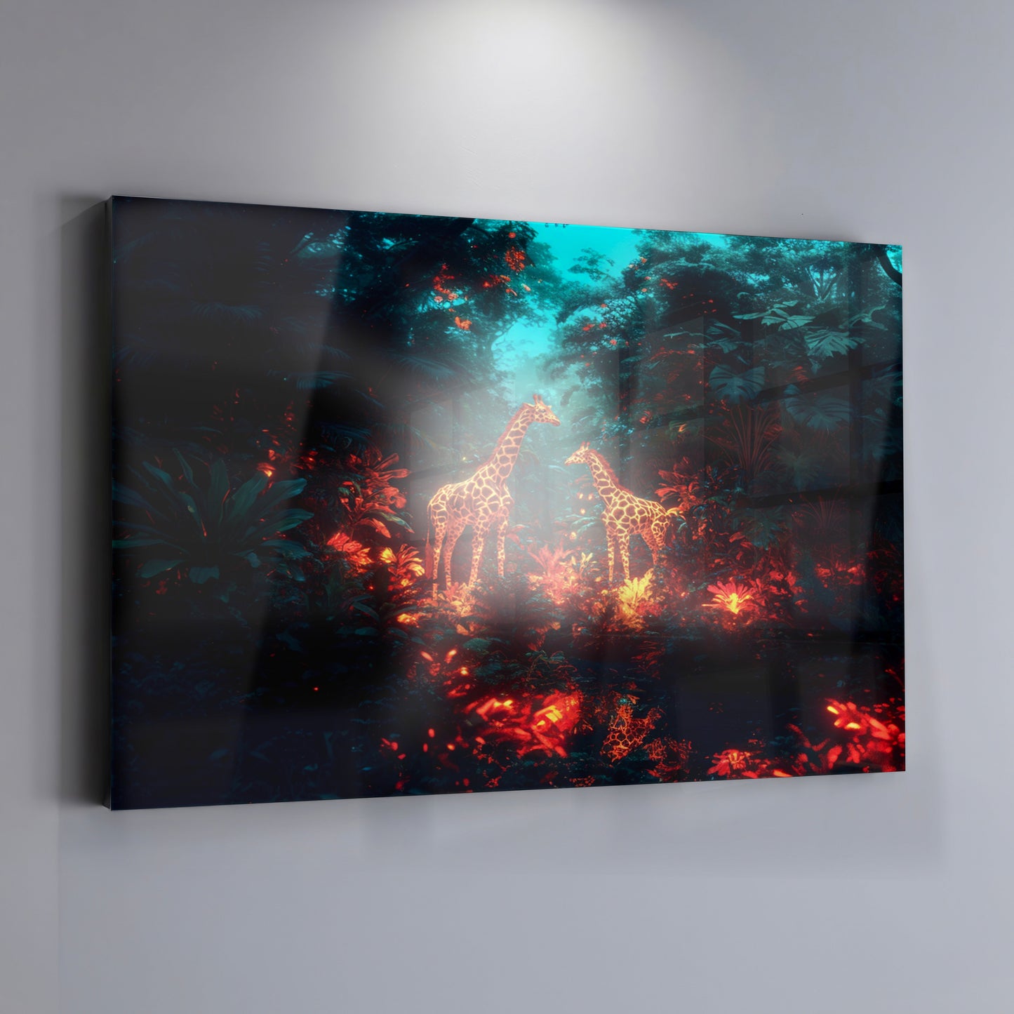 Glowing Giraffe Family Night African American canvas print view 19