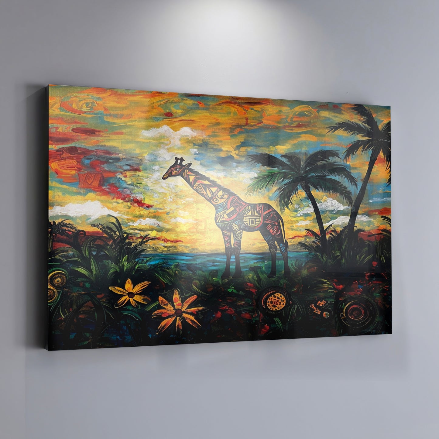 Giraffe Tropical Sunset Black Caribbean wall art view 19