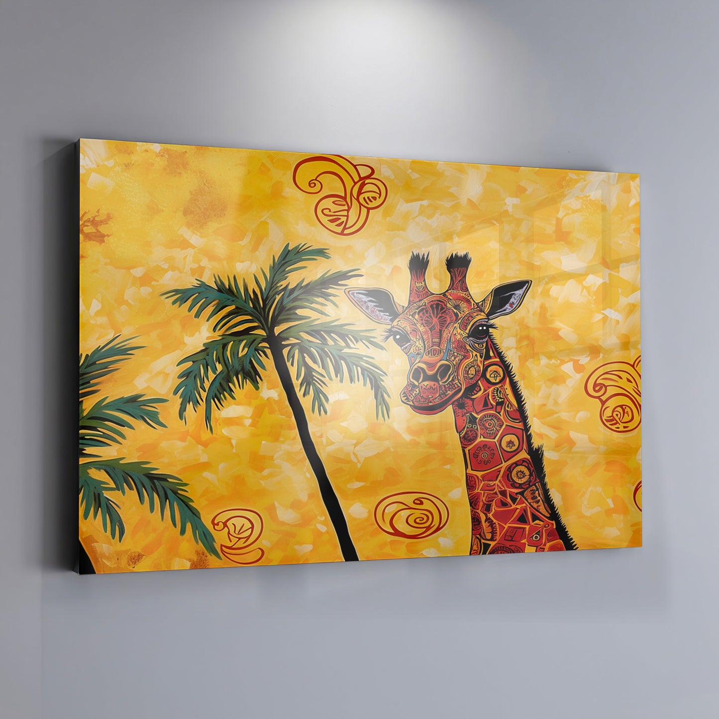 Yellow Giraffe Palm Tree African American canvas print view 19