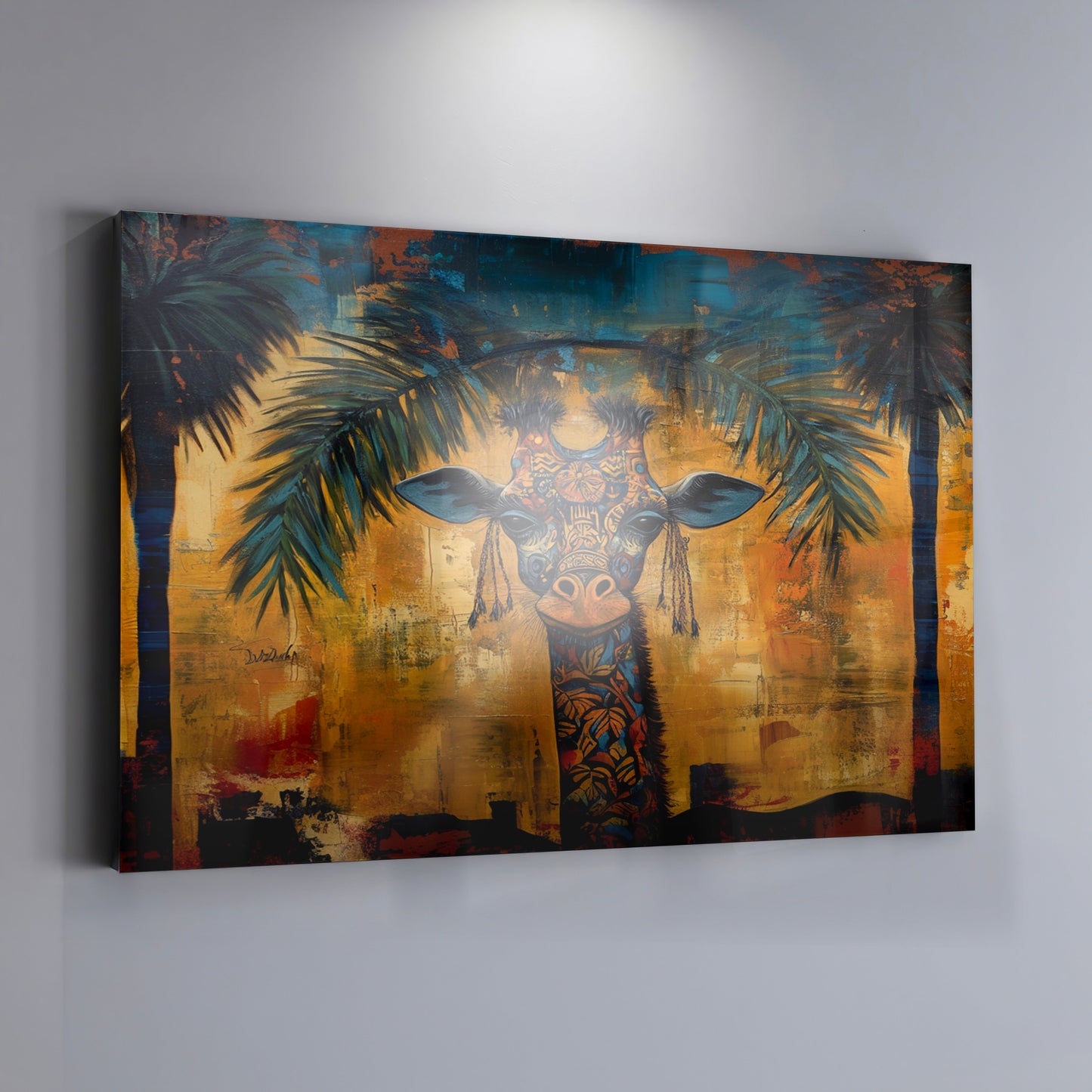Giraffe Tropical Palm Black Caribbean wall art view 19
