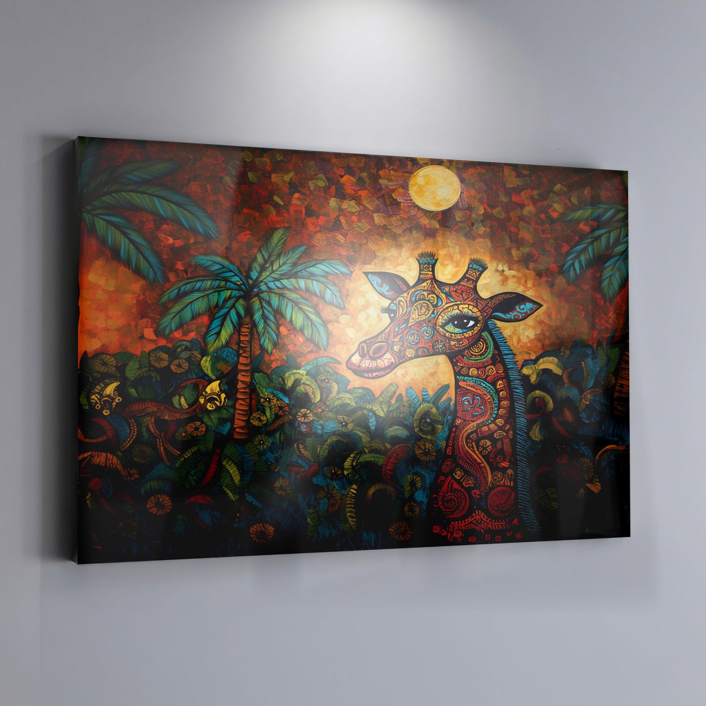 Giraffe Red Moon Jungle African American canvas print view 19