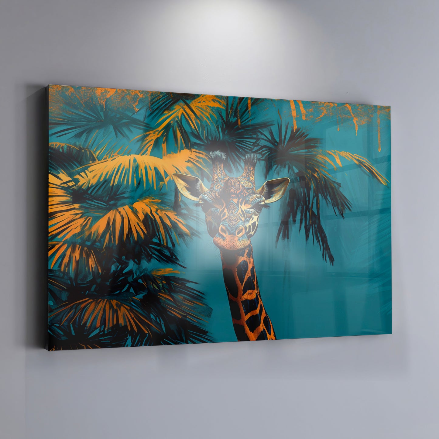 Giraffe Palm Tree African American canvas print view 19