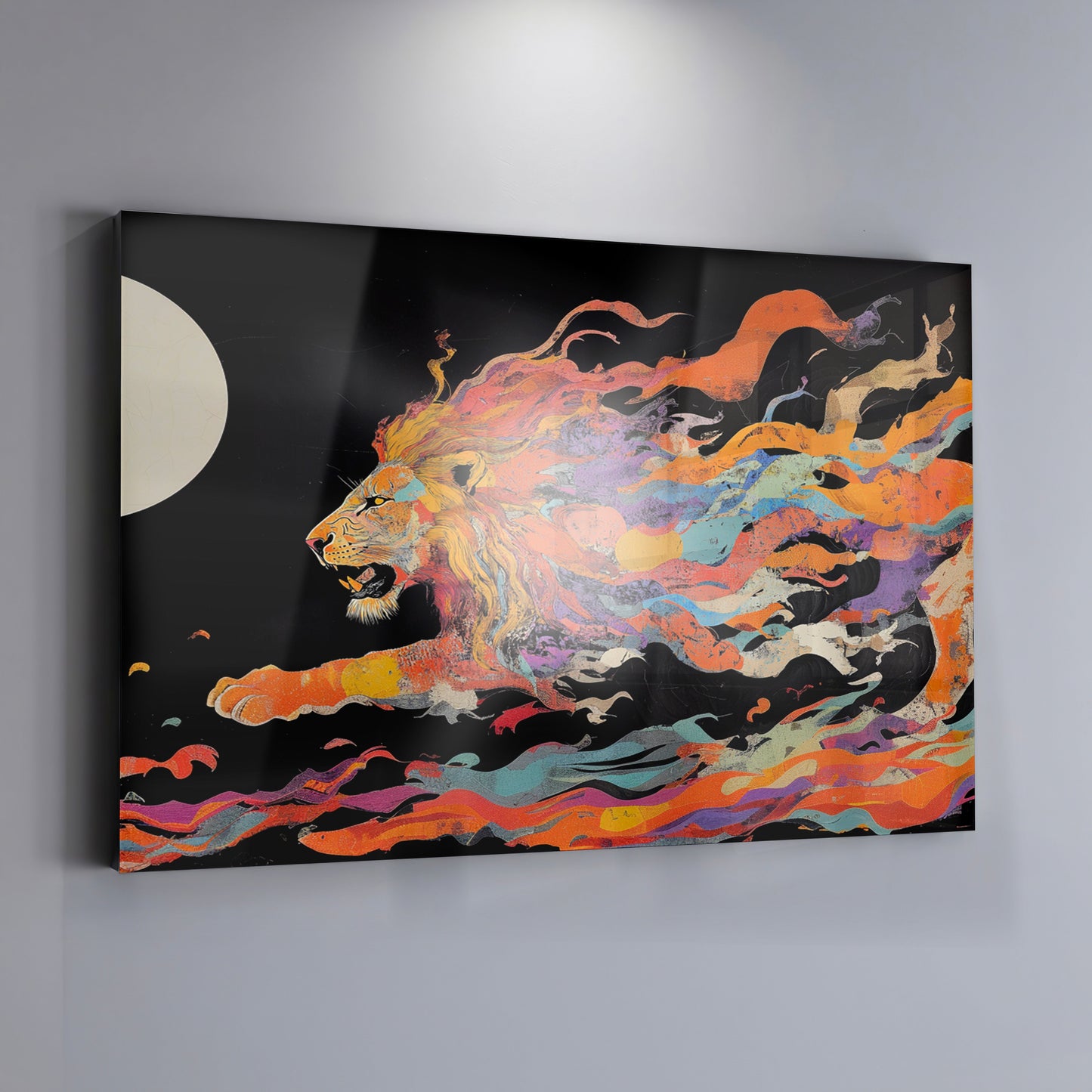 Fiery Lion Moon Black African American canvas print view 19