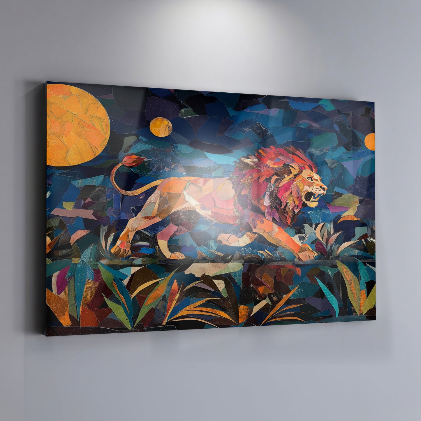 Colorful Lion Moon African American canvas print view 19