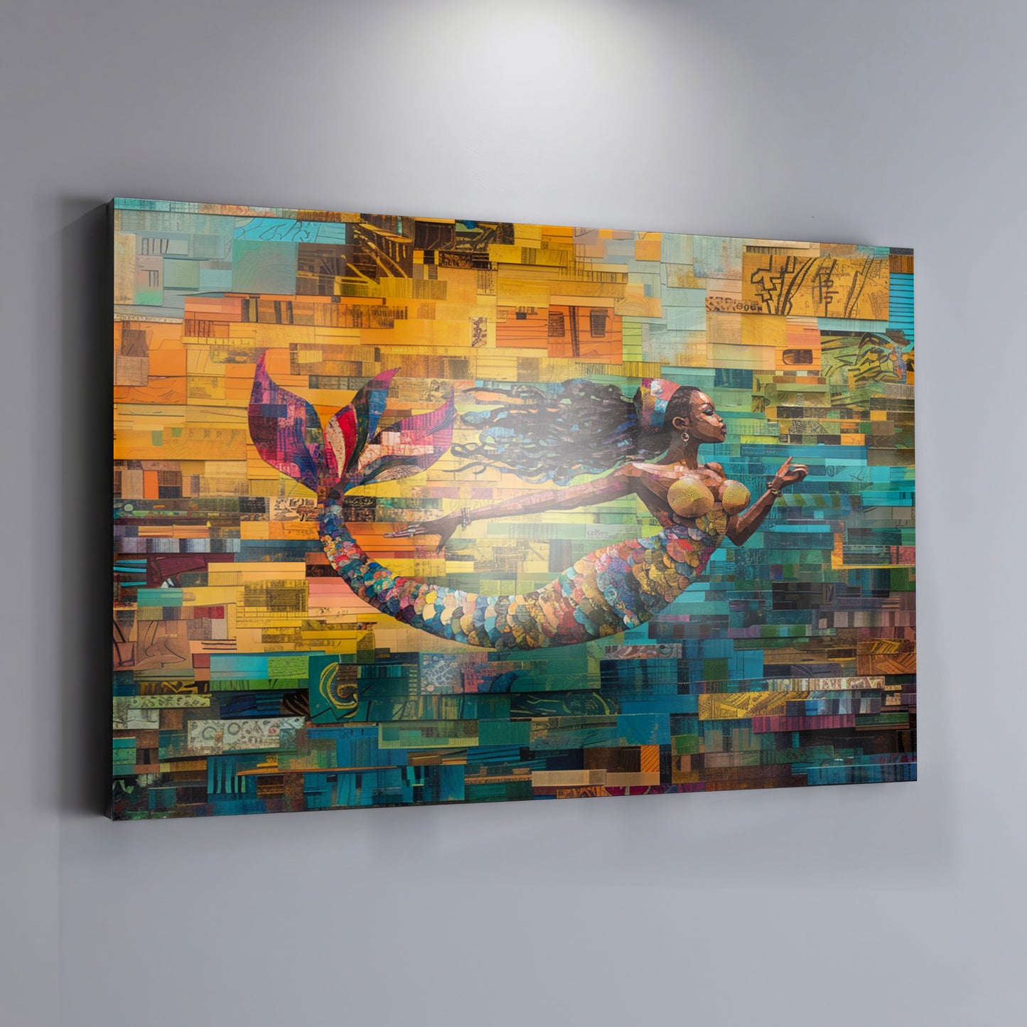 Black Mermaid Mosaic Ocean Caribbean wall art view 19