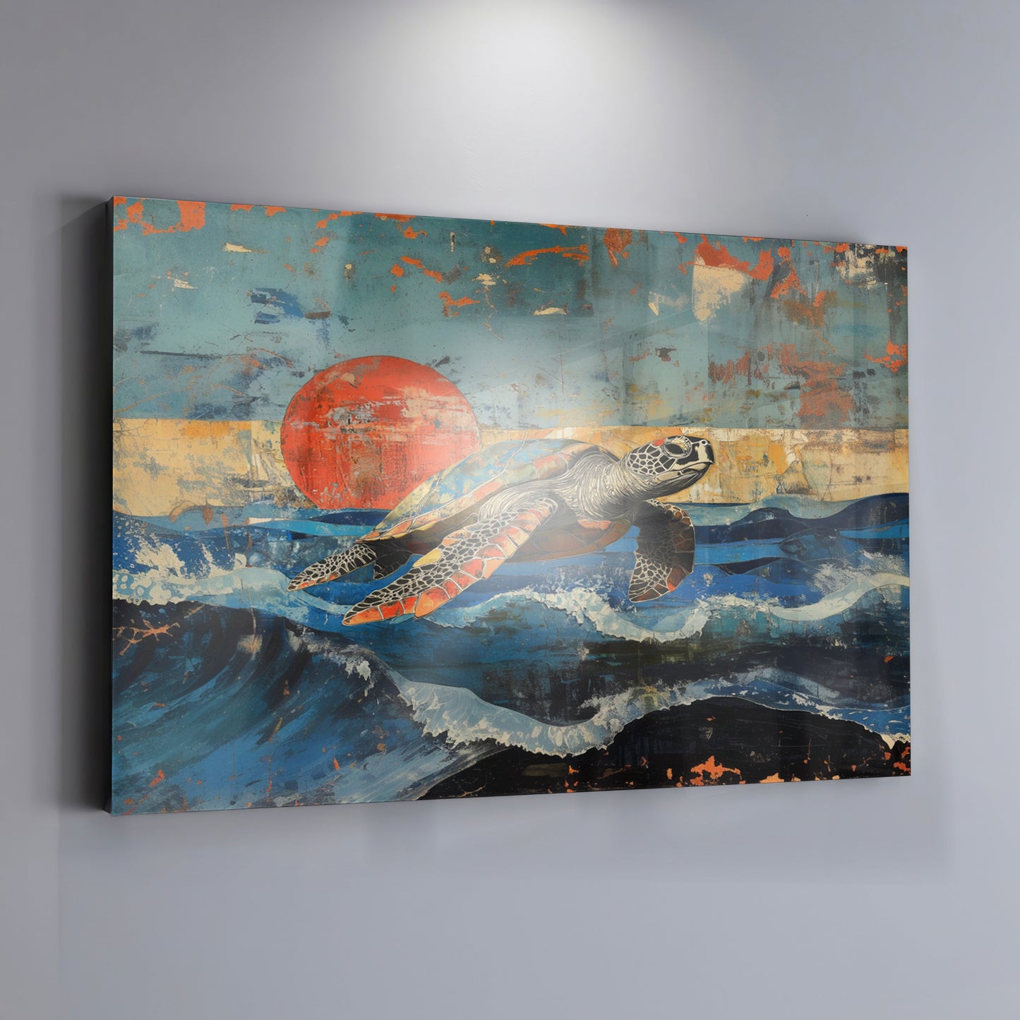 Sea Turtle Sunset Ocean Caribbean wall art view 19