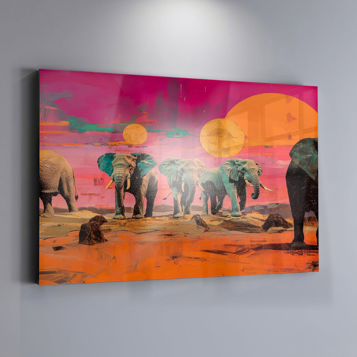 Elephant Sunset Safari Black African American canvas print view 19