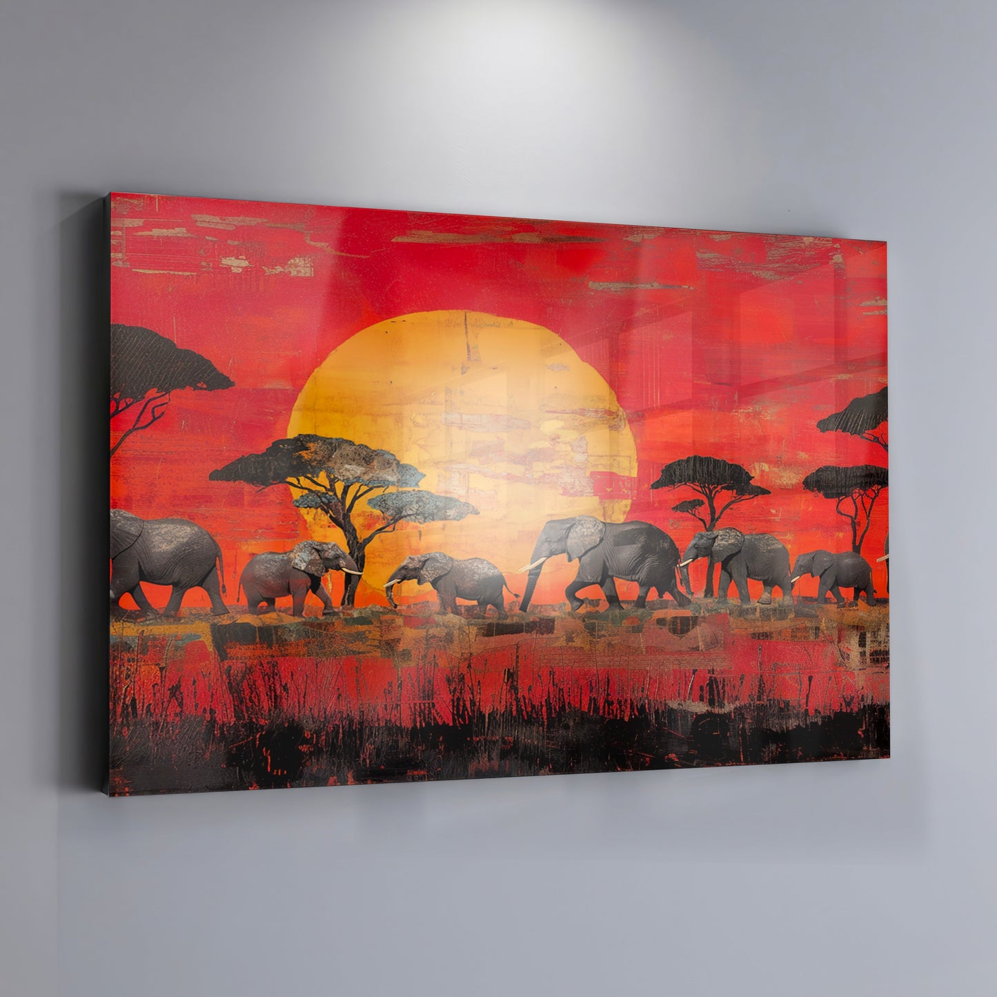 Elephant Family Sunset African American canvas print view 19
