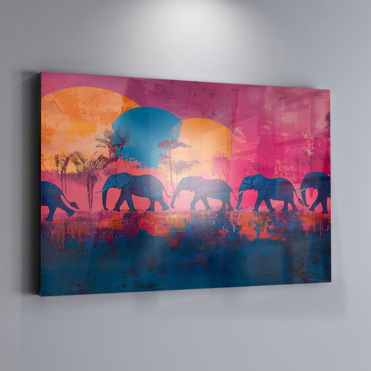 Elephant Silhouette Sunset African American canvas print view 19