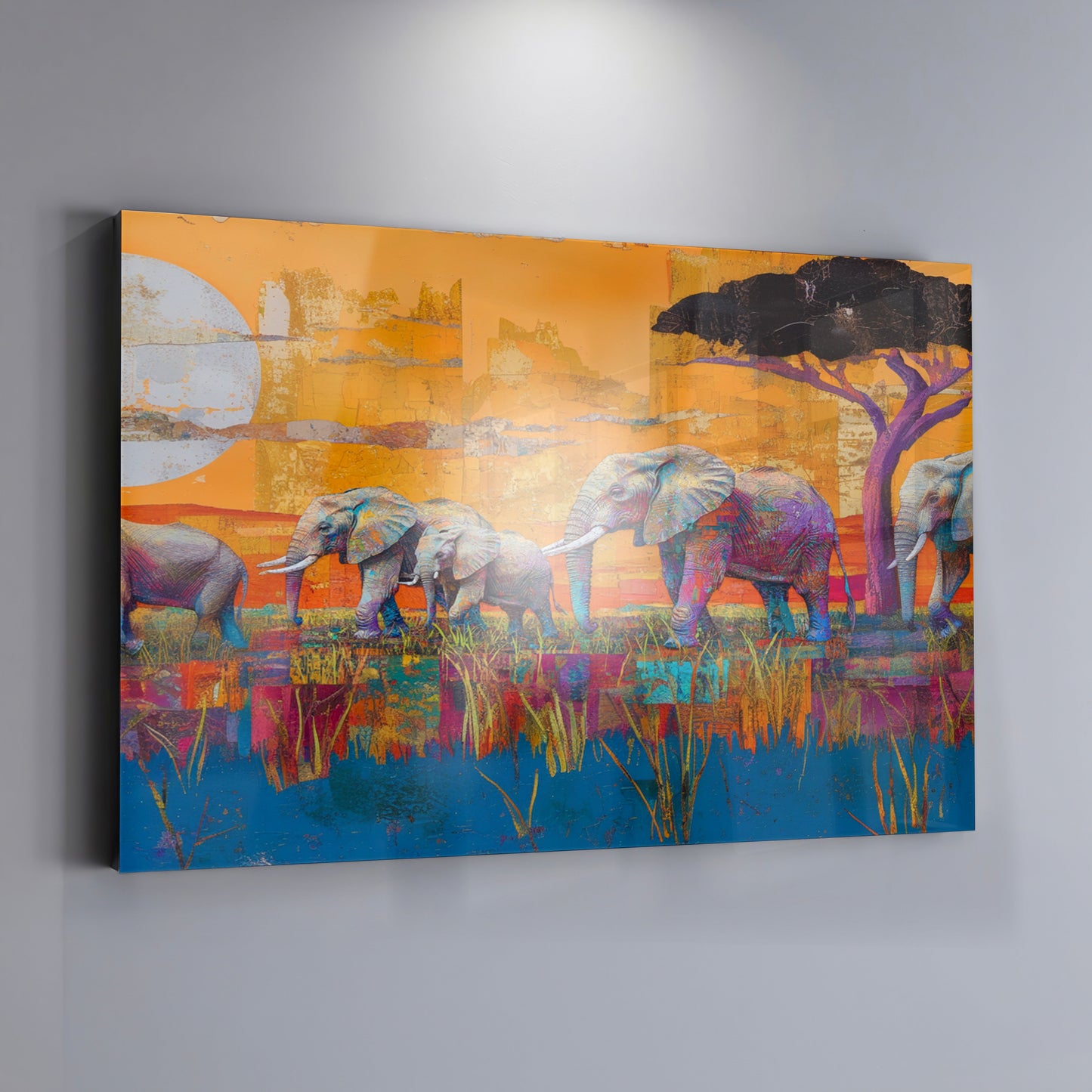 Golden Elephant Herd African American canvas print view 19