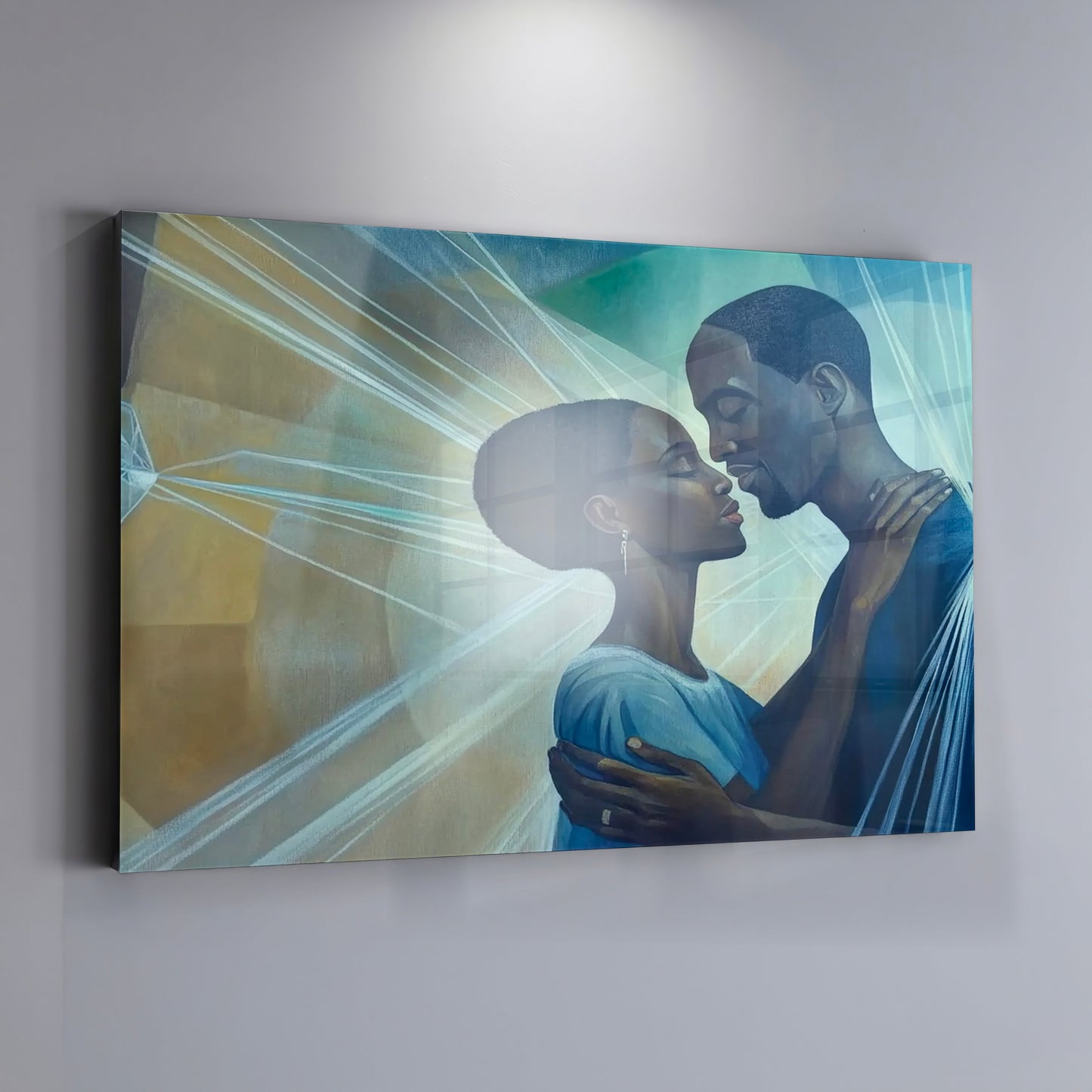 Black Couple Embrace Black love wall art view 19