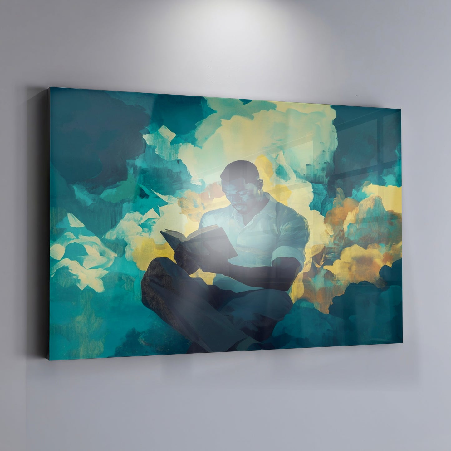 Black Man Reading Cloudscape African American wall art view 19