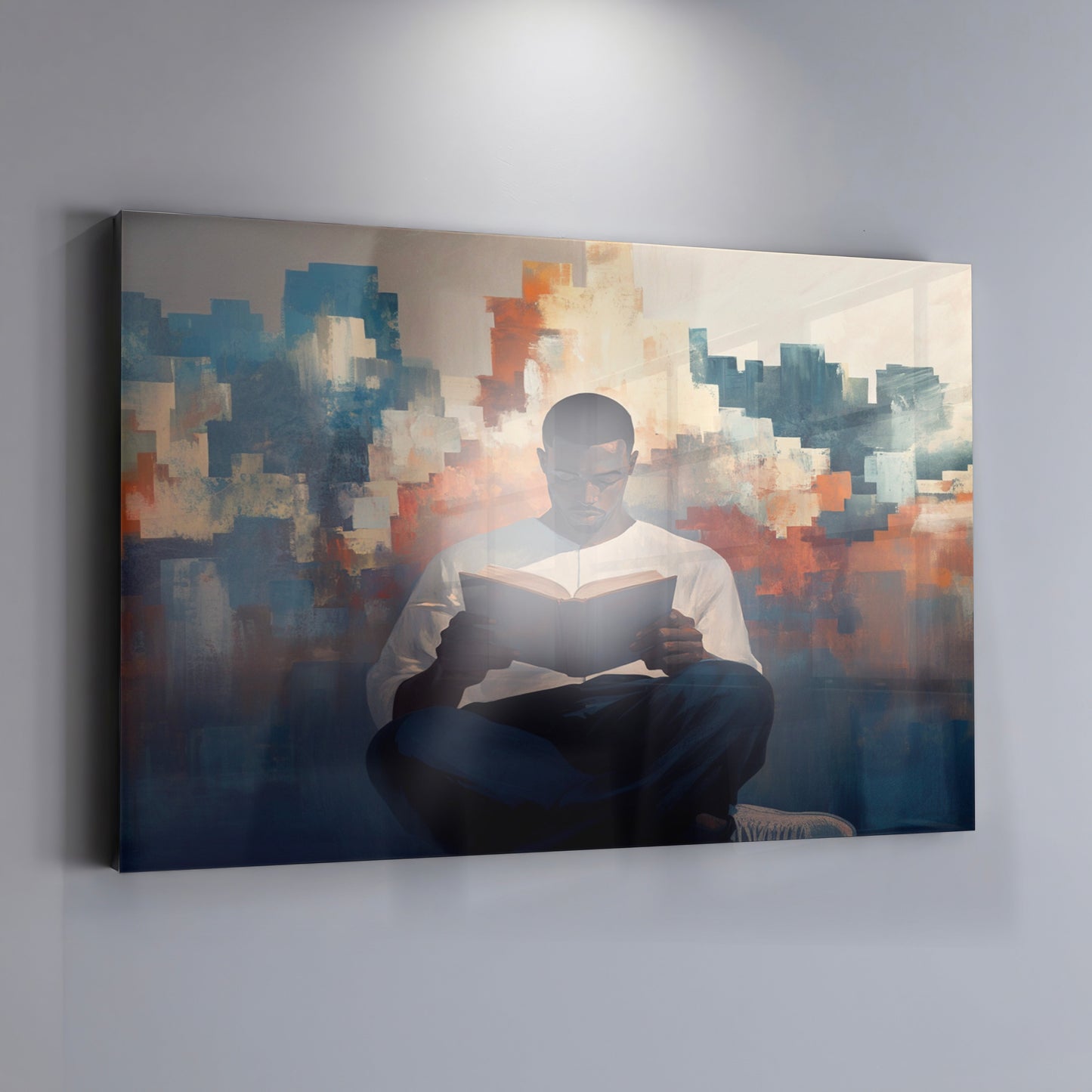 Black Man Reading Cityscape African American wall art view 19