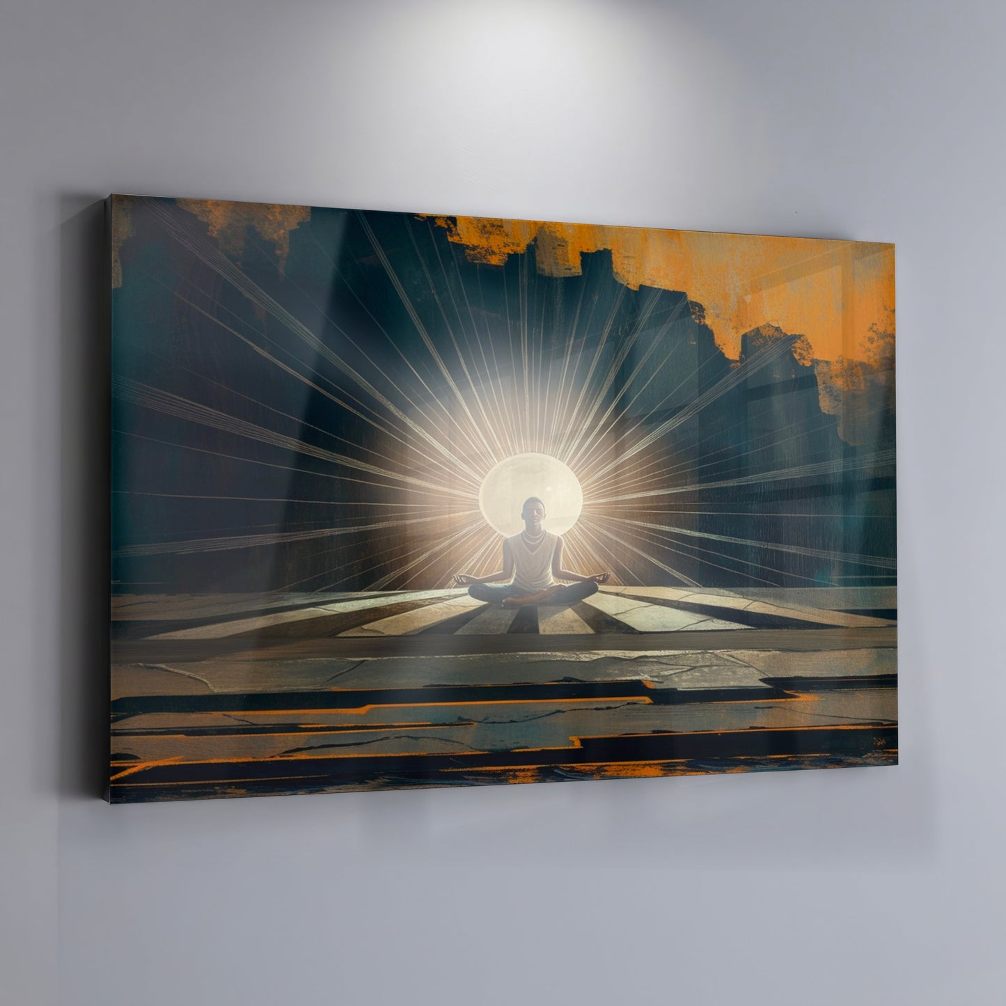 Black Woman Meditation Sunburst African American wall art view 19