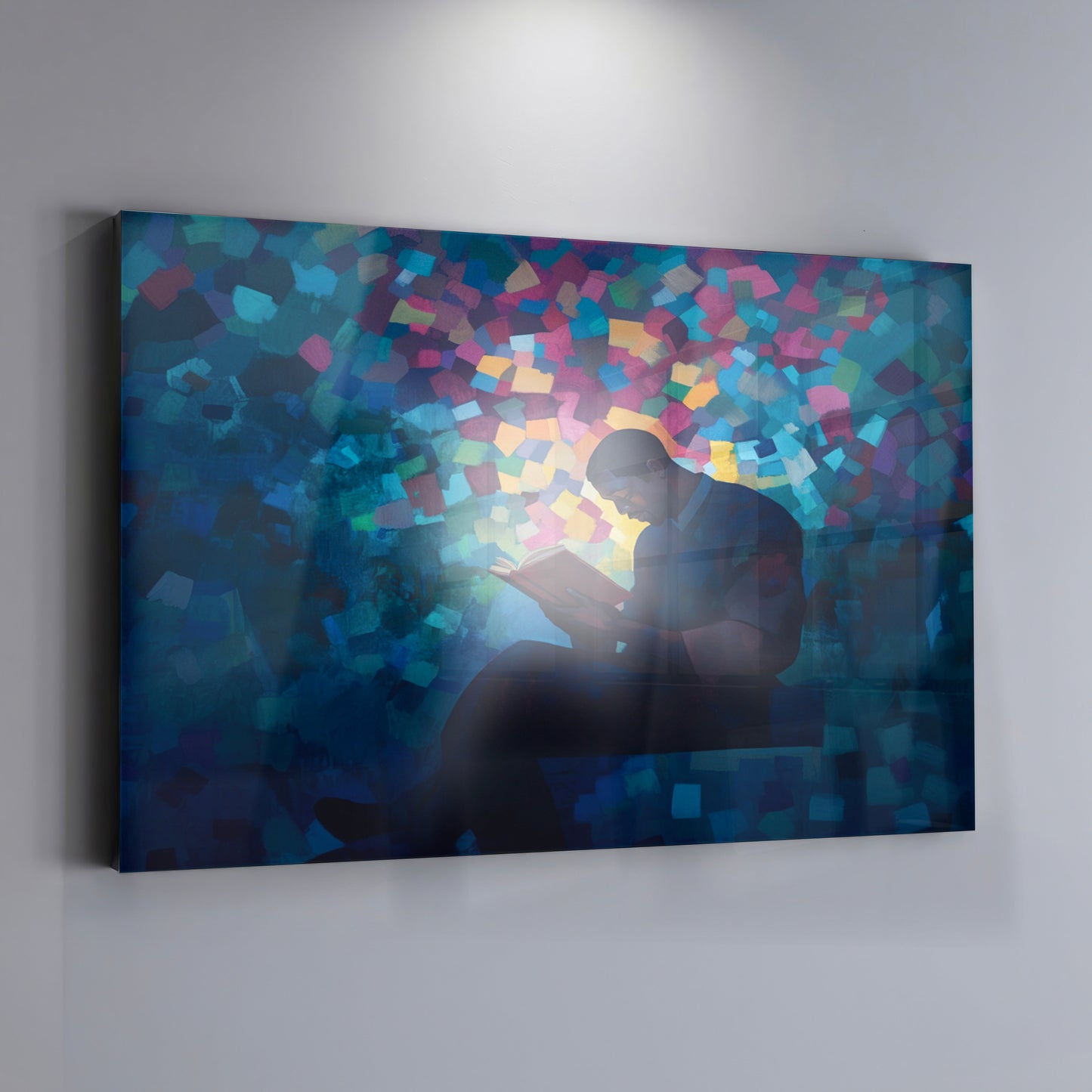Black Man Reading Blue Abstract African American wall art view 19