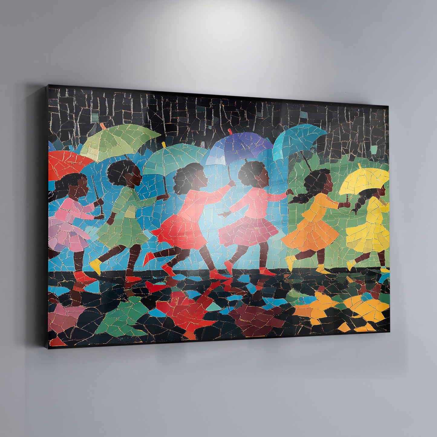 Black Girls Umbrella Dance Black children wall art view 19