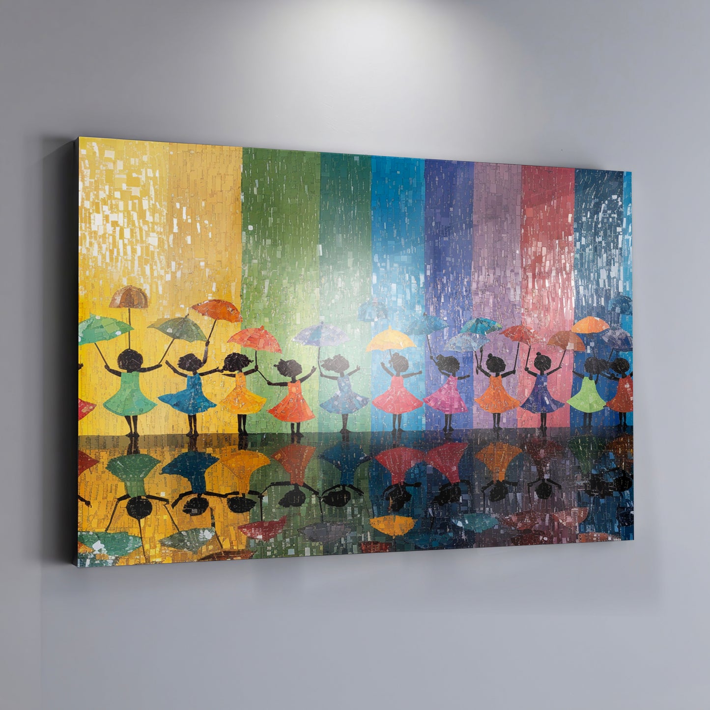 Black Girls Rainbow Umbrella Black children wall art view 19