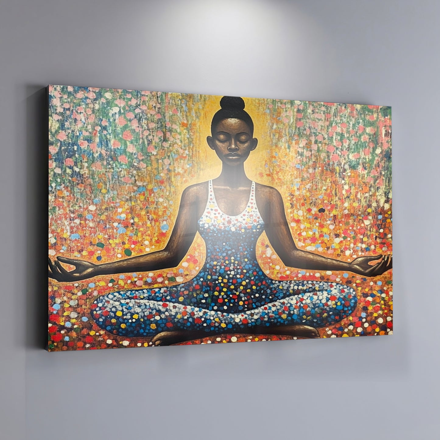 Black Woman Meditation Floral African American wall art view 19