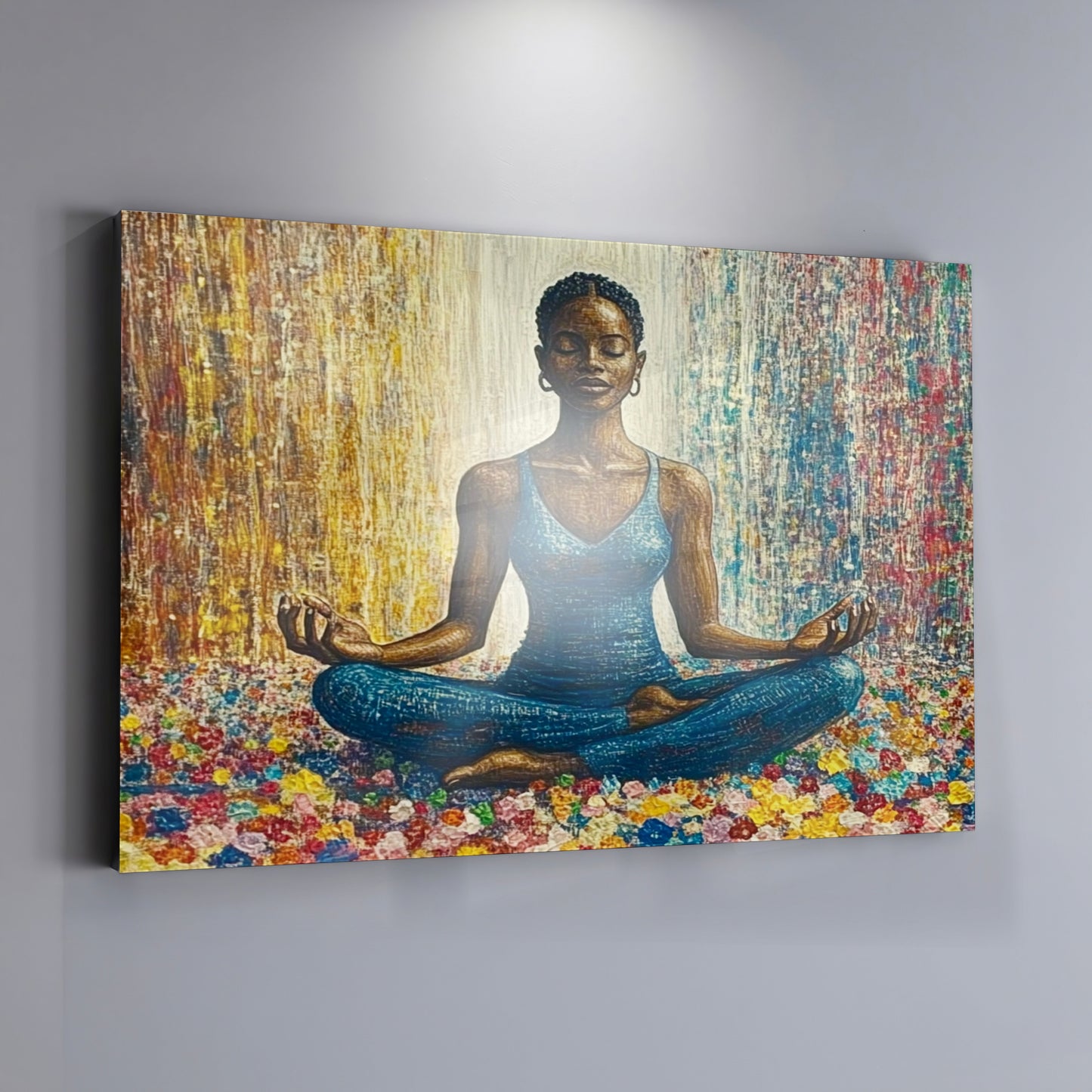 Black Woman Blue Yoga African American wall art view 19