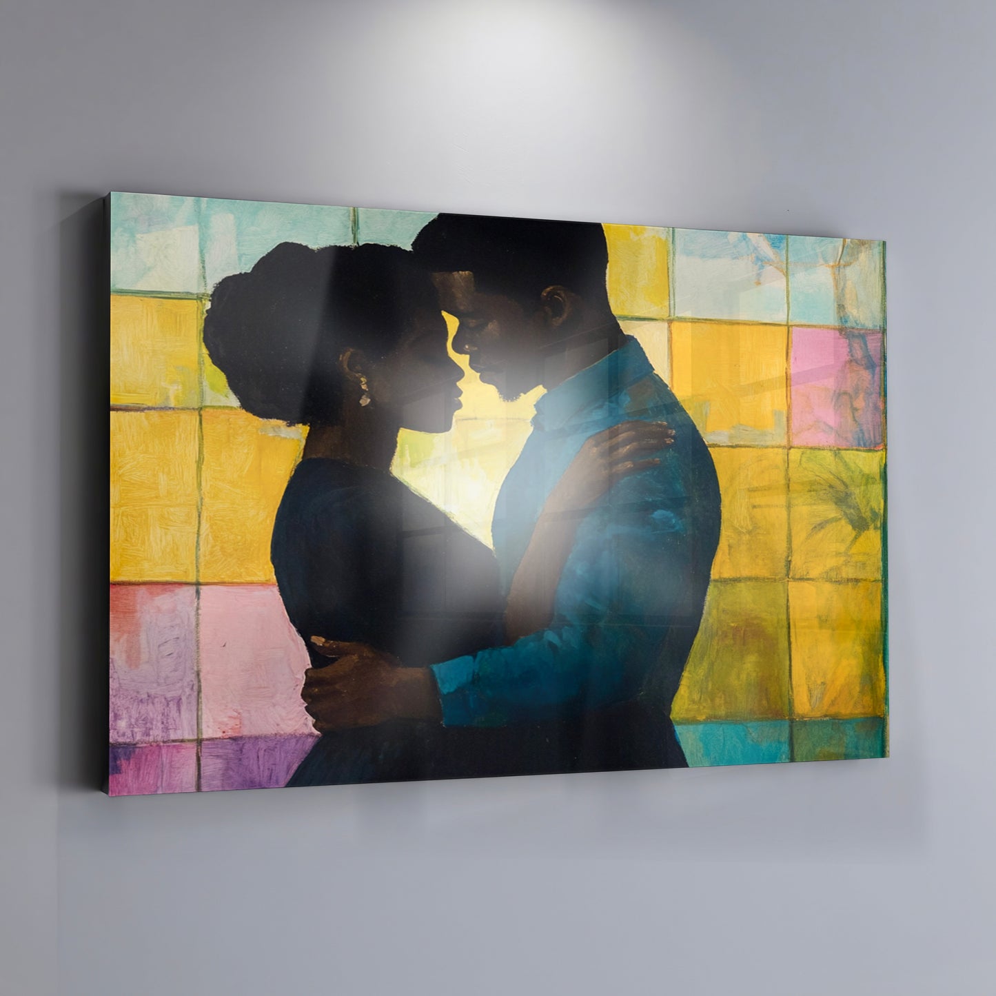 Black Couple Stained Glass Black love wall art view 19