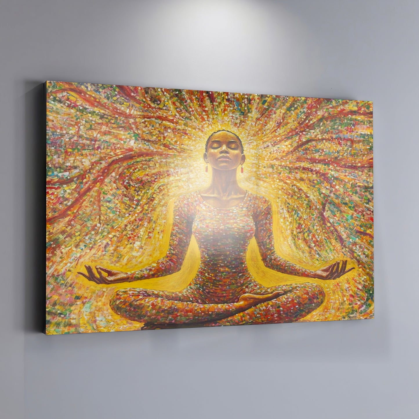 Golden Black Woman Meditation African American wall art view 19