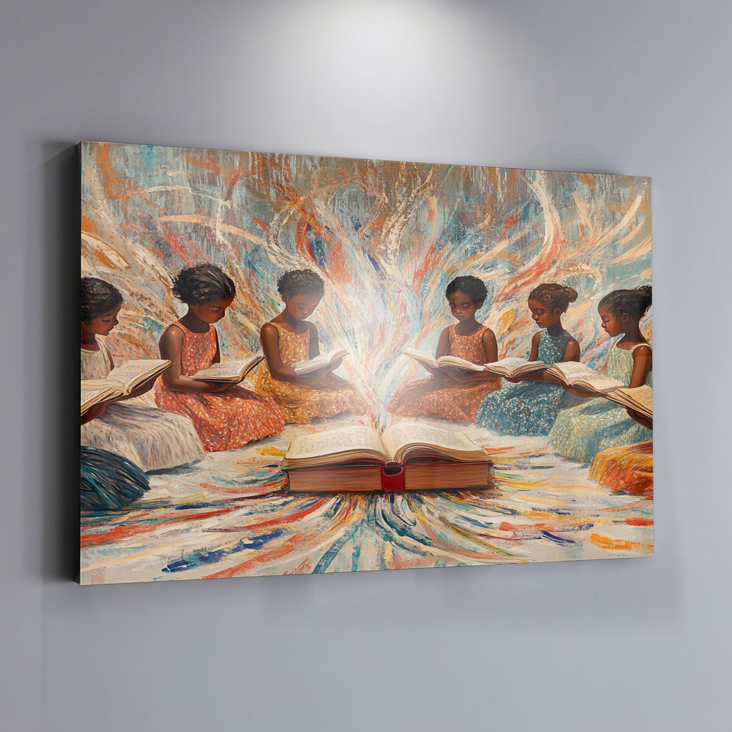 Black Children Reading Circle Black children wall art view 19