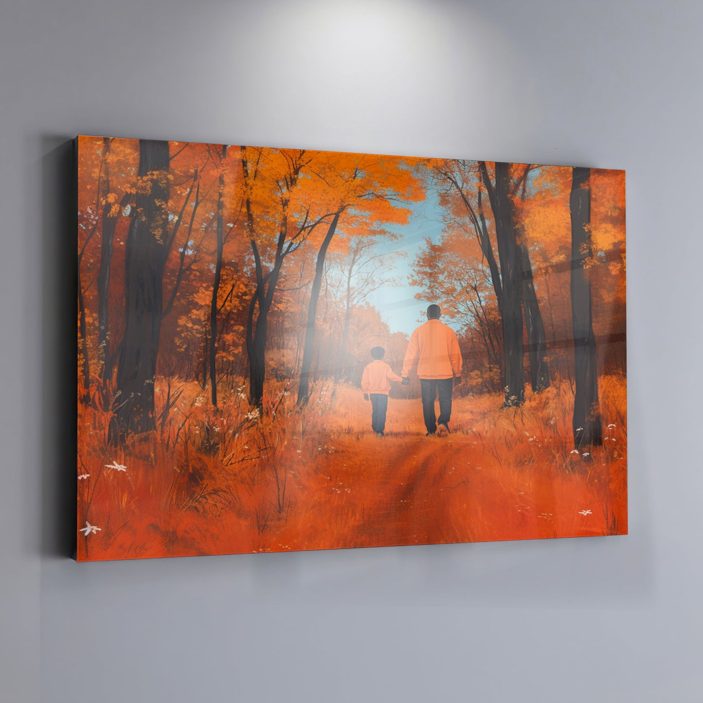 Black Father and Child Autumn Black family wall art view 19