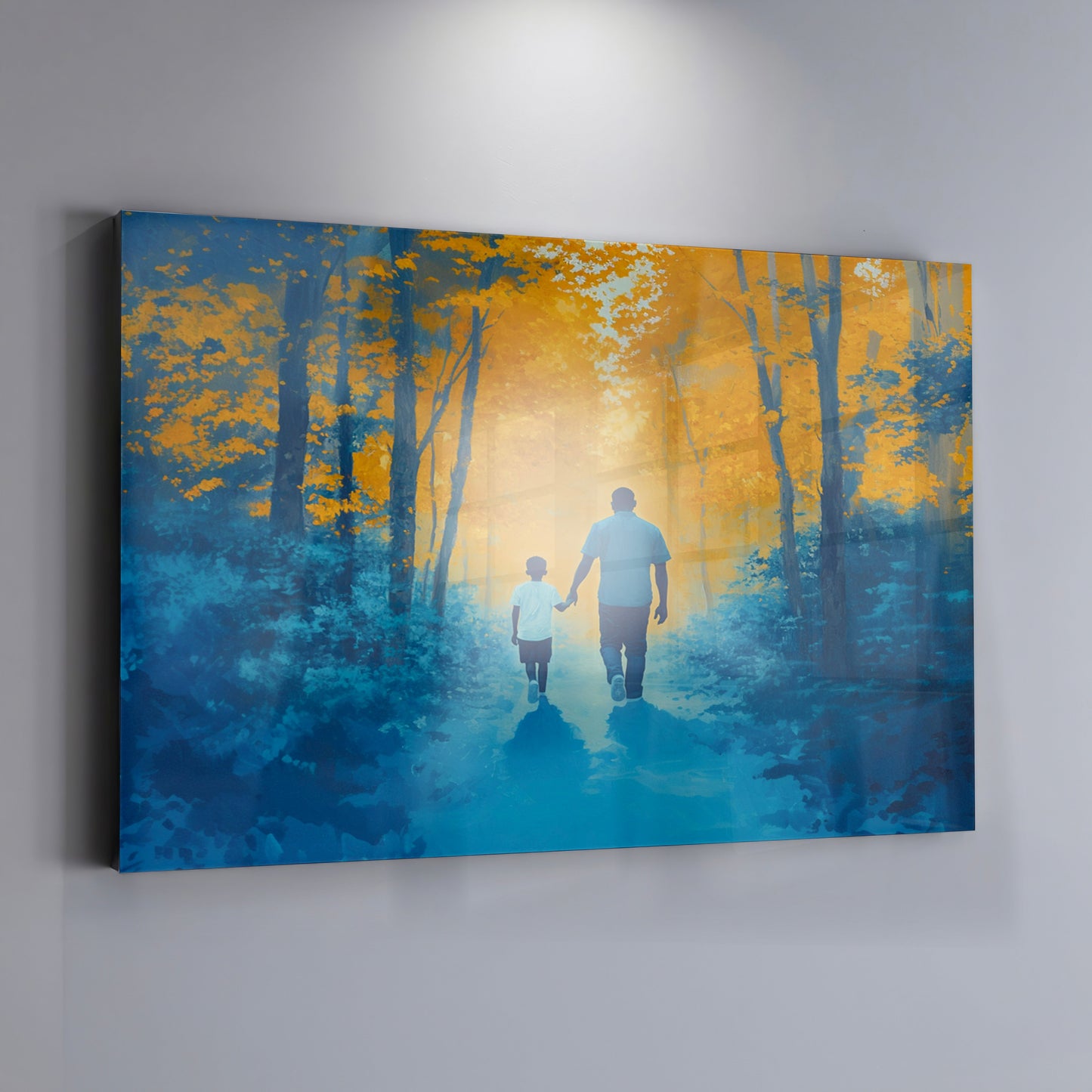 Black Father and Child Blue Forest Black family wall art view 19