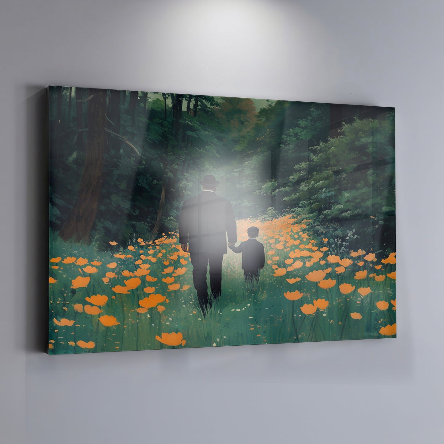 Black Father and Child Flower Field Black family wall art view 19