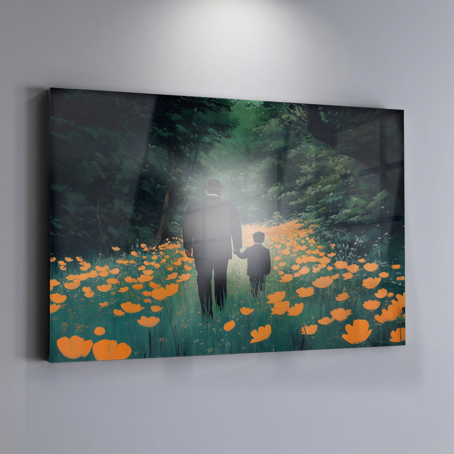 Black Father and Child Floral Path Black family wall art view 19